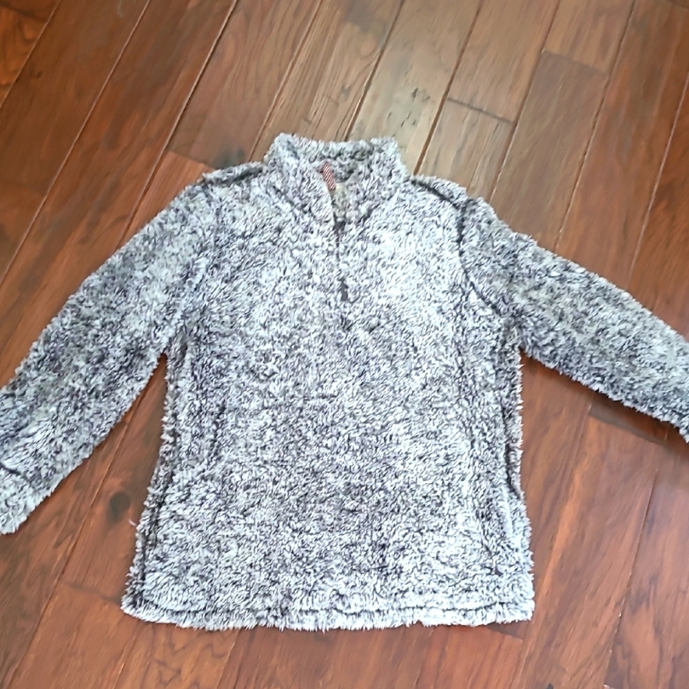 Weatherproof Vintage women's grey blend faux fur 1/4 zip pullover size XXL